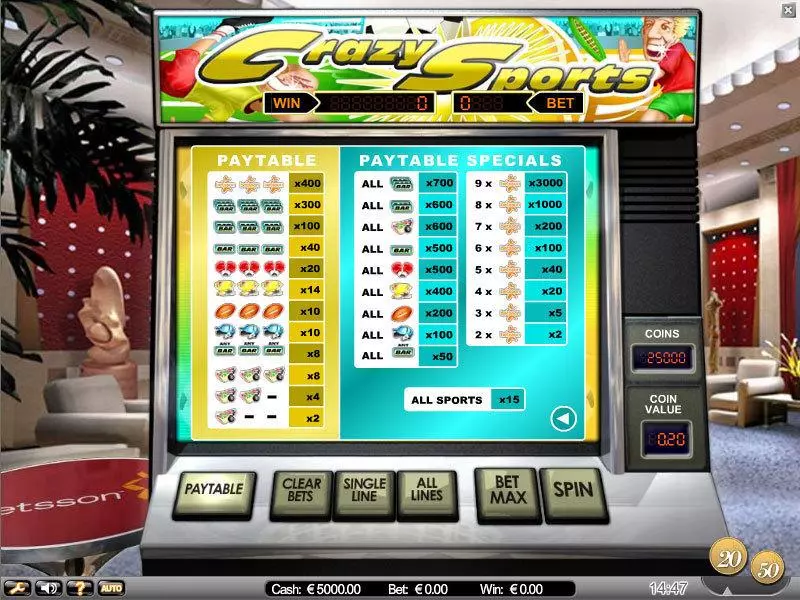 Crazy Sports Slots made by NetEnt - Info and Rules