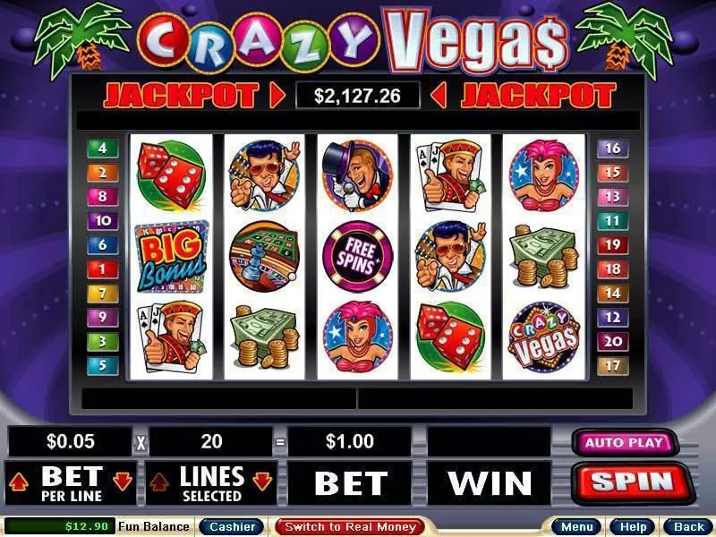 Crazy Vegas Slots made by RTG - Main Screen Reels