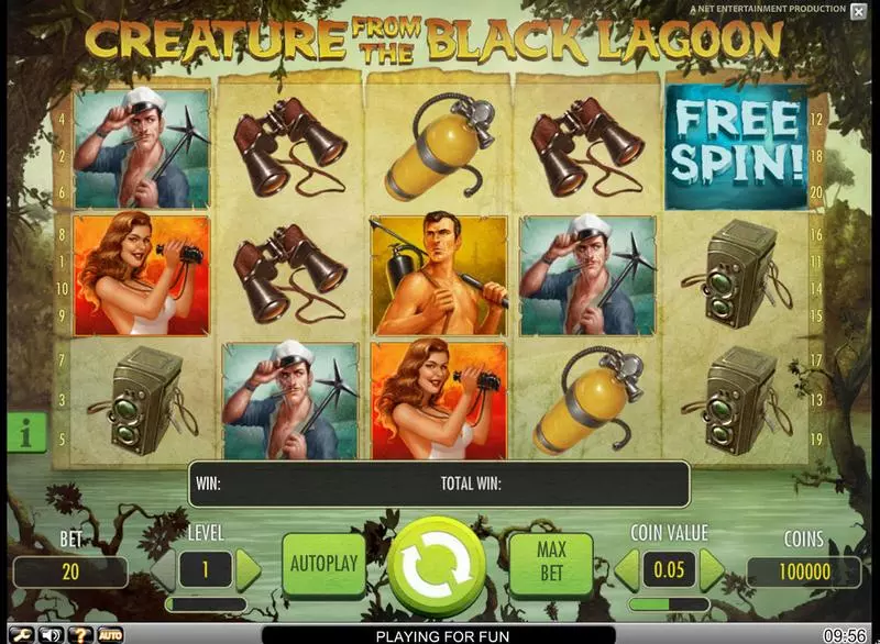 Creature from the Black Lagoon Slots made by NetEnt - Main Screen Reels
