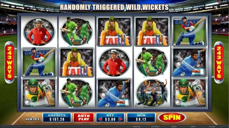 Cricket Star Slots made by Microgaming - Main Screen Reels