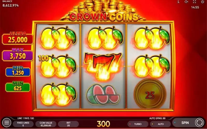Crown Coins Slots made by Endorphina - Main Screen Reels
