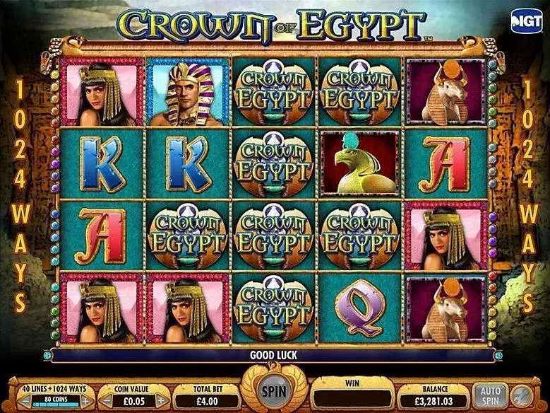 Crown of Egypt Slots made by IGT - Introduction Screen