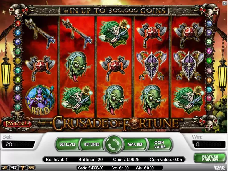 Crusaders of Fortune Slots made by NetEnt - Main Screen Reels