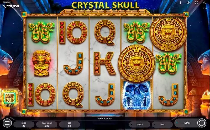 Crystal Skull Slots made by Endorphina - Main Screen Reels