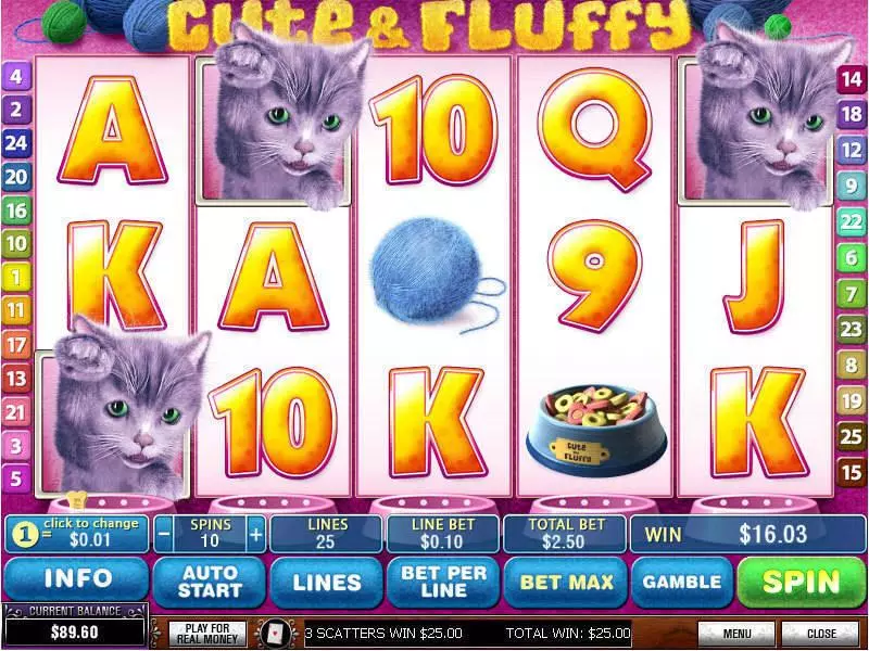 Cute and Fluffy Slots made by PlayTech - Main Screen Reels