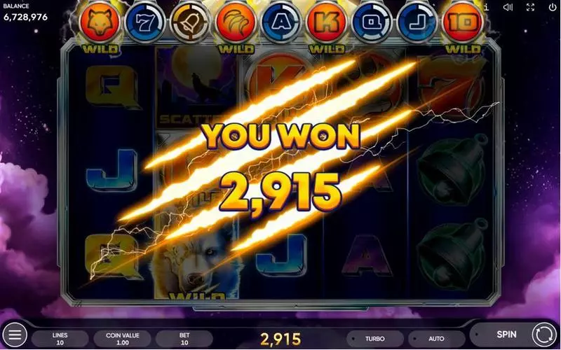 Cyber Wolf Slots made by Endorphina - Winning Screenshot