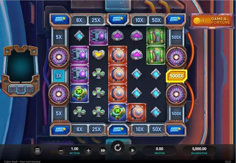 Cybes Vault Slots made by Four Leaf Gaming - Main Screen Reels