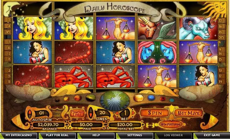 Daily Horoscope Slots made by CryptoLogic - Main Screen Reels