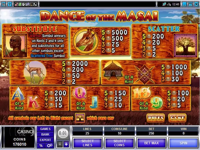Dance of the Masai Slots made by Microgaming - Info and Rules