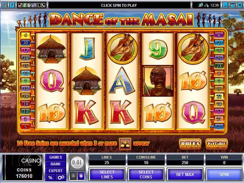 Dance of the Masai Slots made by Microgaming - Main Screen Reels