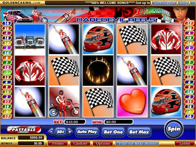 Daredevil Dave Slots made by WGS Technology - Main Screen Reels