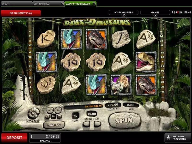 Dawn of the Dinosaurs Slots made by 888 - Main Screen Reels