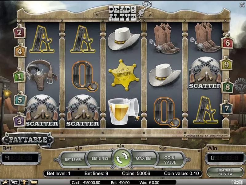 Dead or Alive Slots made by NetEnt - Main Screen Reels
