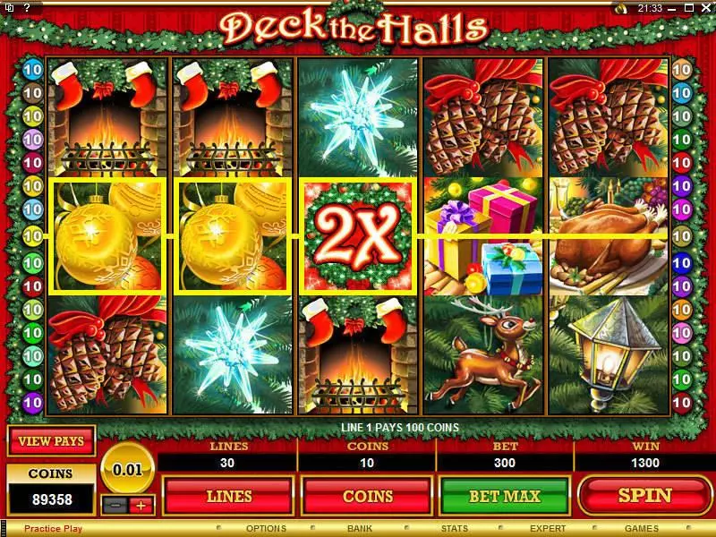 Deck the Halls Slots made by Microgaming - Main Screen Reels