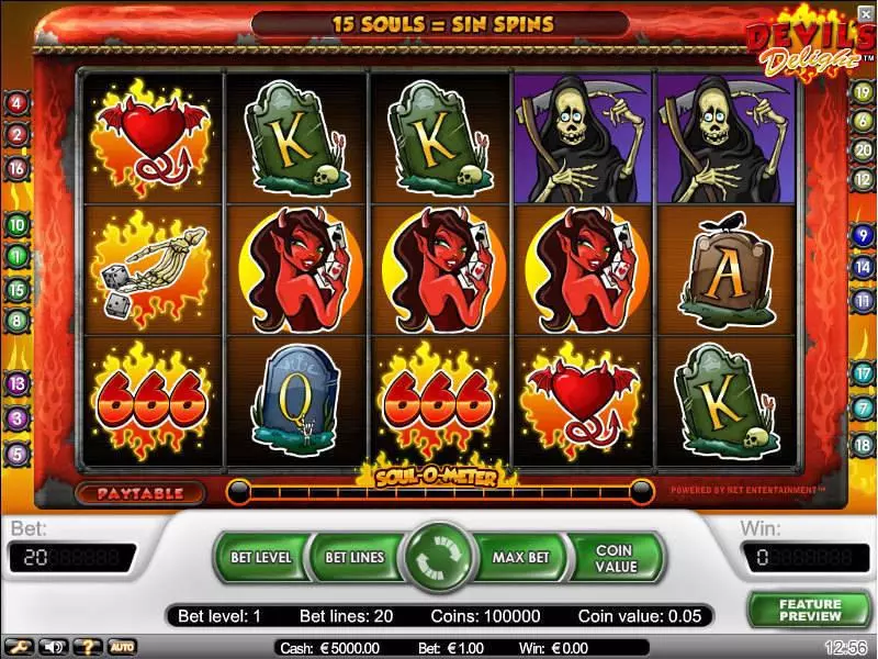 Devil's Delight Slots made by NetEnt - Main Screen Reels
