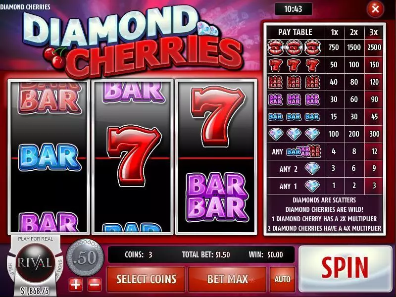 Diamond Cherries Slots made by Rival - Main Screen Reels