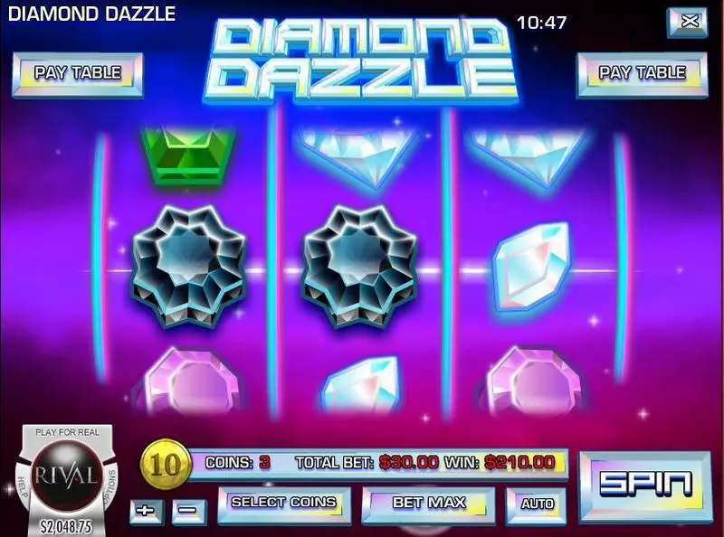 Diamond Dazzle Slots made by Rival - Main Screen Reels
