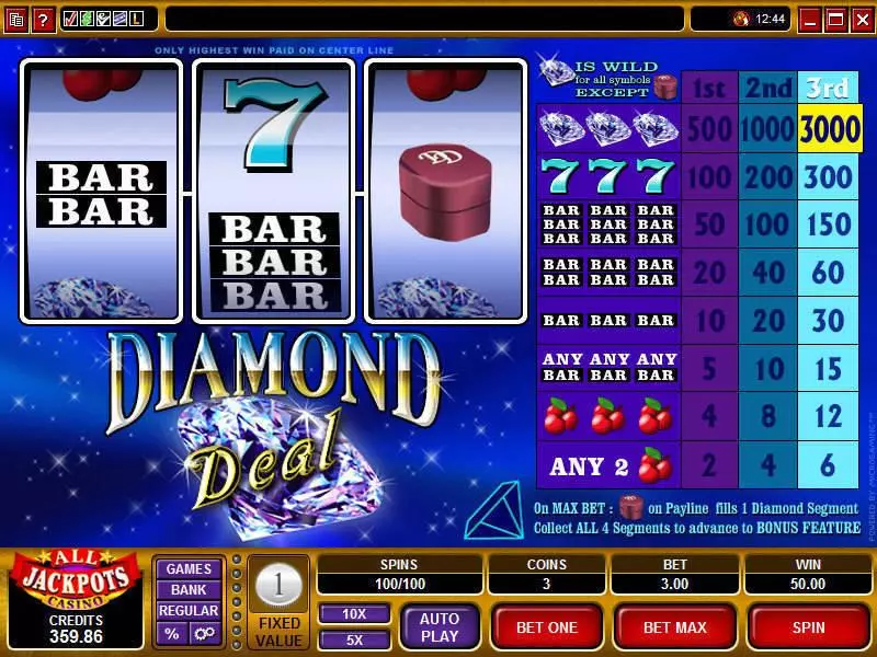 Diamond Deal Slots made by Microgaming - Main Screen Reels