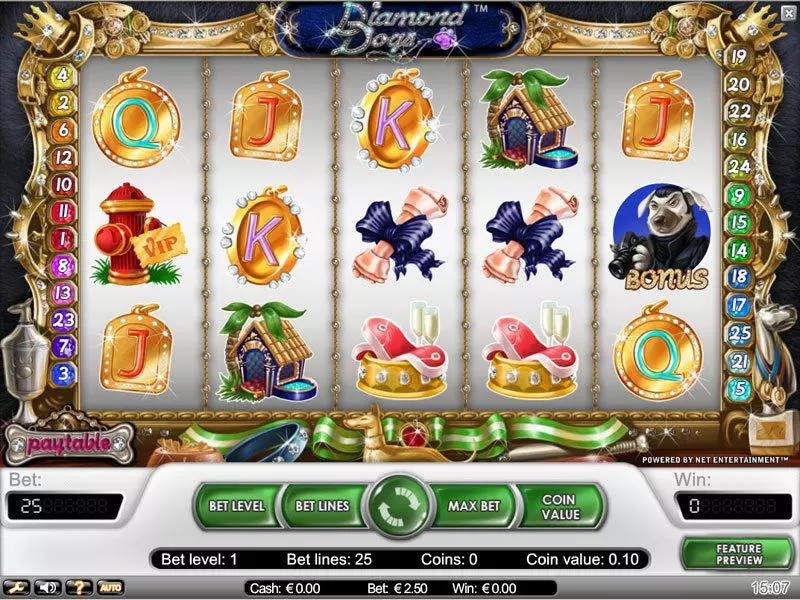 Diamond Dogs Slots made by NetEnt - Main Screen Reels