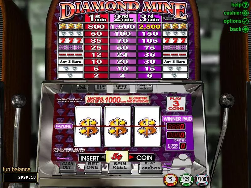 Diamond Mine Slots made by RTG - Main Screen Reels
