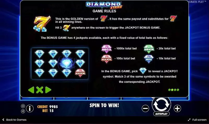 Diamond Strike Slots made by Pragmatic Play - Bonus 1