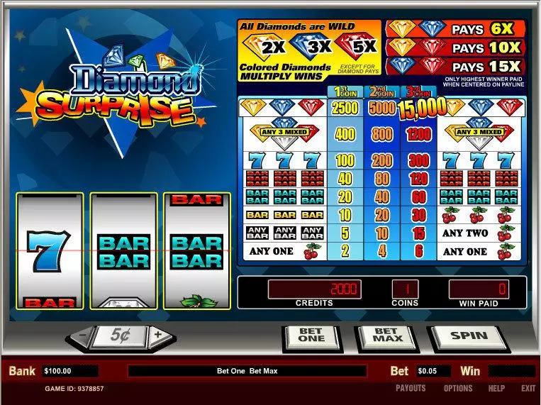 Diamond Surprise Slots made by Parlay - Main Screen Reels