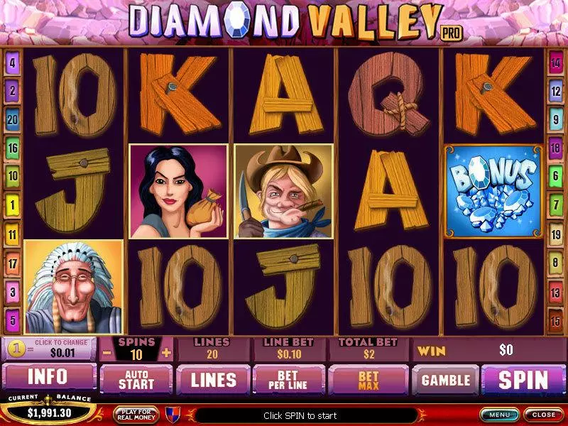Diamond Valley Pro Slots made by PlayTech - Main Screen Reels