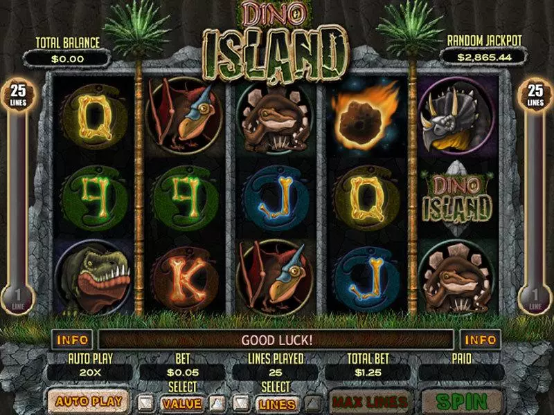 Dino Island Slots made by RTG - Main Screen Reels