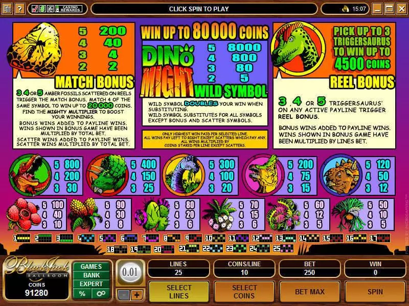 Dino Might Slots made by Microgaming - Info and Rules