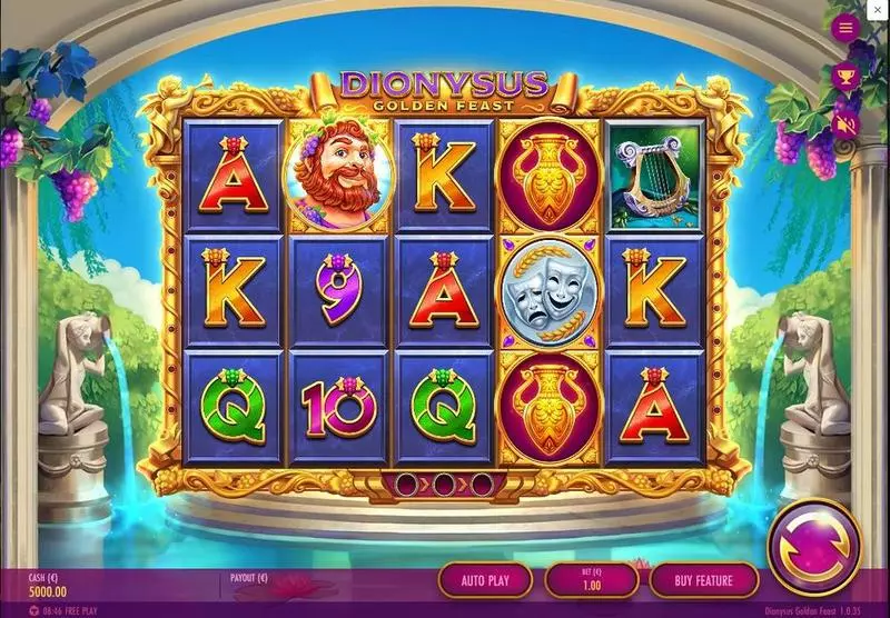 Dionysus Golden Feast Slots made by Thunderkick - Main Screen Reels