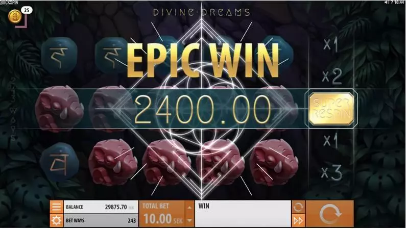 Divine Dreams Slots made by Quickspin - Winning Screenshot