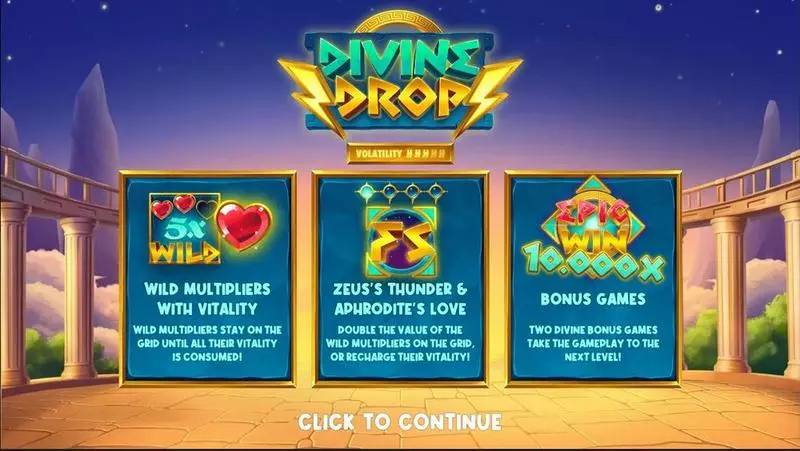 Divine Drop Slots made by Hacksaw Gaming - Introduction Screen
