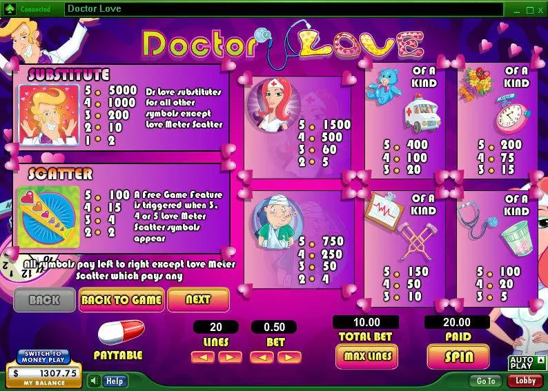 Doctor Love Slots made by 888 - Info and Rules