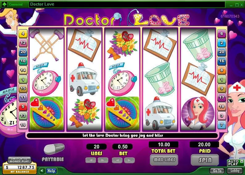 Doctor Love Slots made by 888 - Main Screen Reels