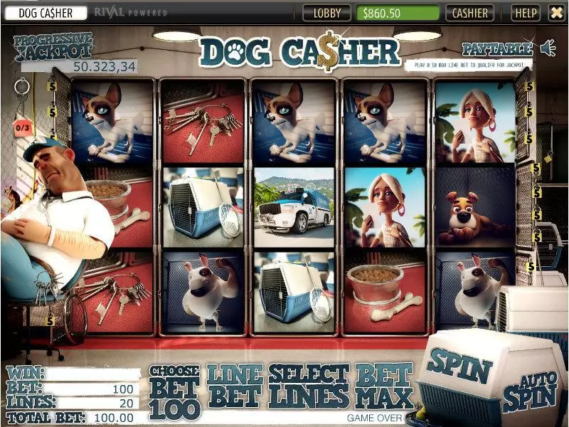 Dog Ca$her Slots made by Sheriff Gaming - Main Screen Reels