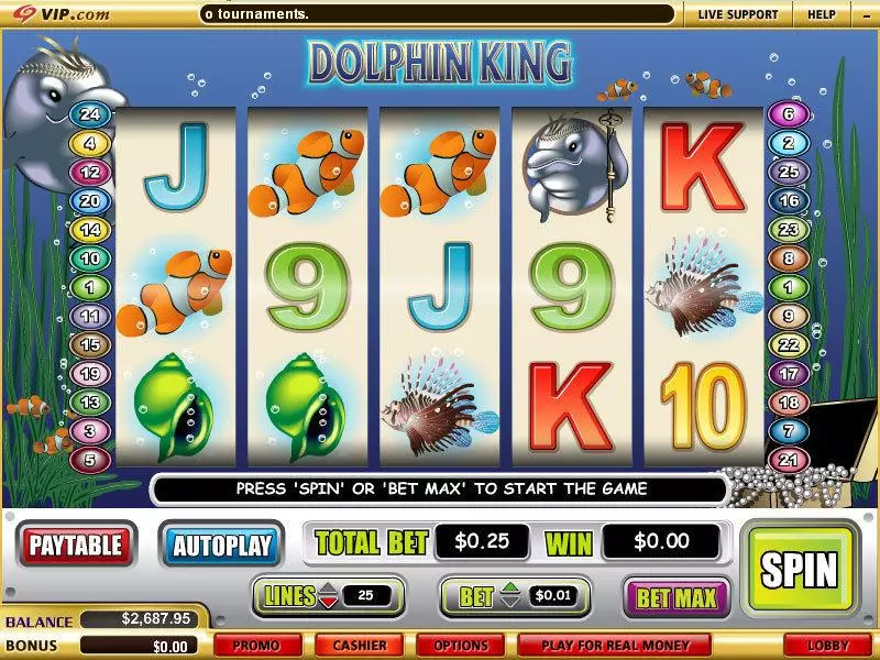 Dolphin King Slots made by WGS Technology - Main Screen Reels