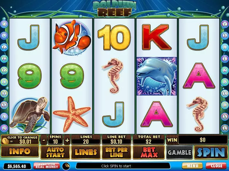 Dolphin Reef Slots made by PlayTech - Main Screen Reels