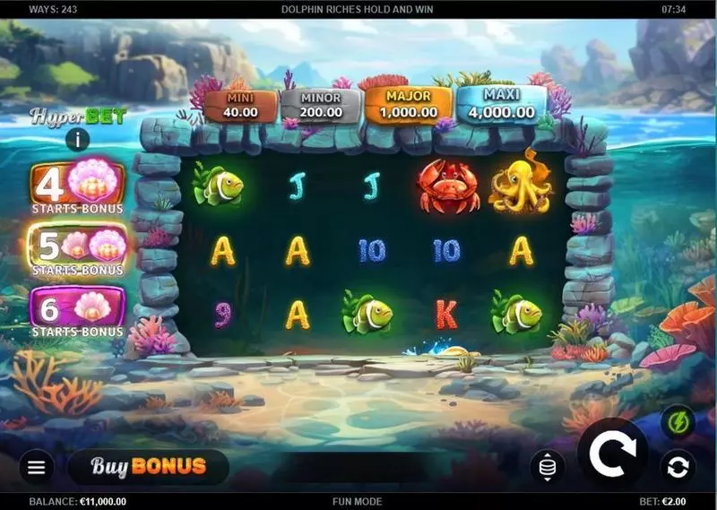 Dolphin Riches Hold and Win Slots made by Kalamba Games - Main Screen Reels