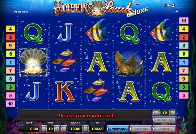 Dolphin's Pearl - Deluxe Slots made by Novomatic - Main Screen Reels