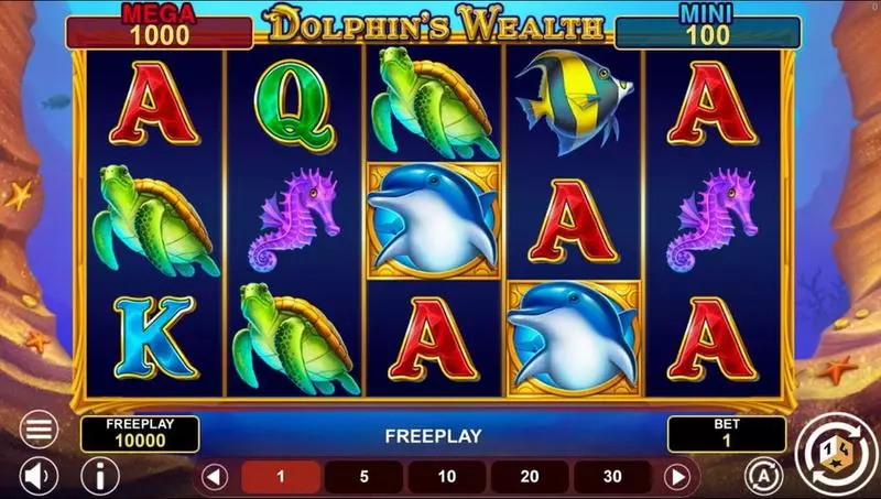 Dolphin's Wealth Slots made by 1Spin4Win - Main Screen Reels