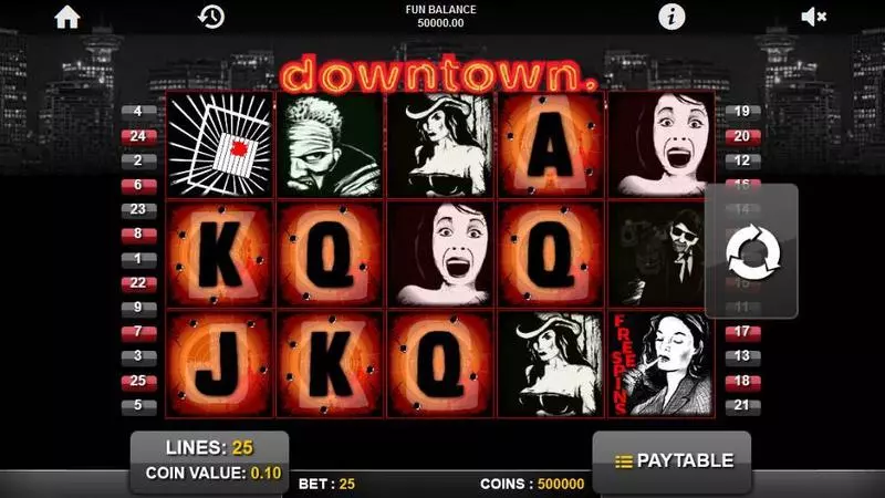 Downtown Slots made by 1x2 Gaming - Main Screen Reels