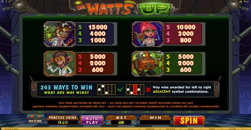 Dr. Watts Up Slots made by Microgaming - Info and Rules
