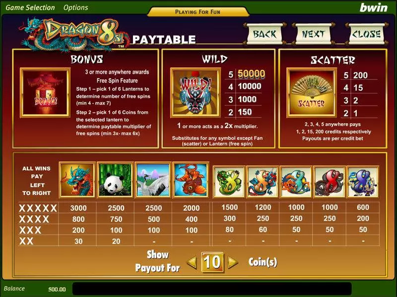 Dragon 8s Slots made by Amaya - Info and Rules