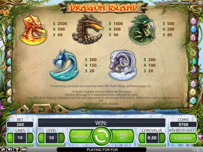 Dragon Island Slots made by NetEnt - Info and Rules