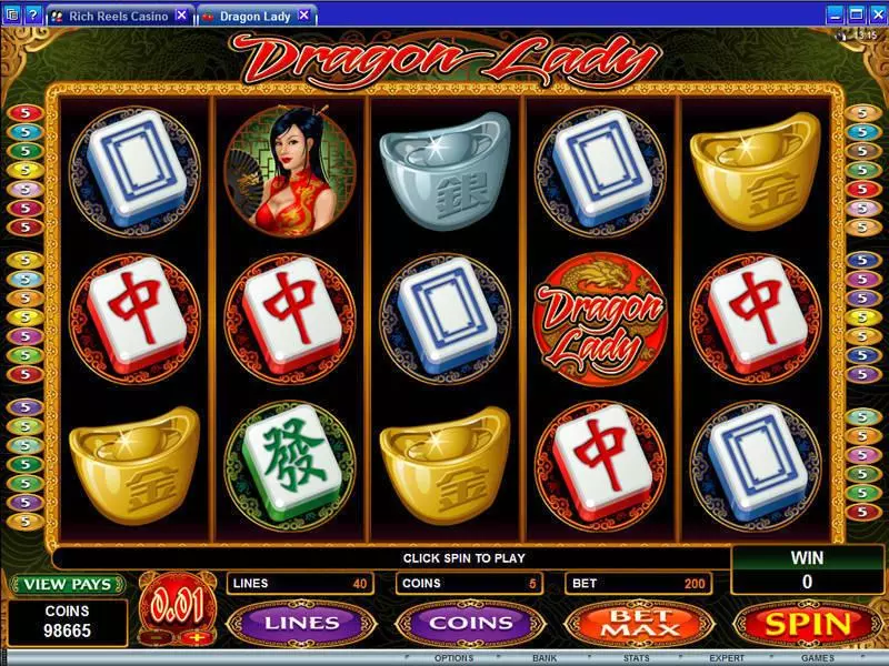Dragon Lady Slots made by Microgaming - Main Screen Reels