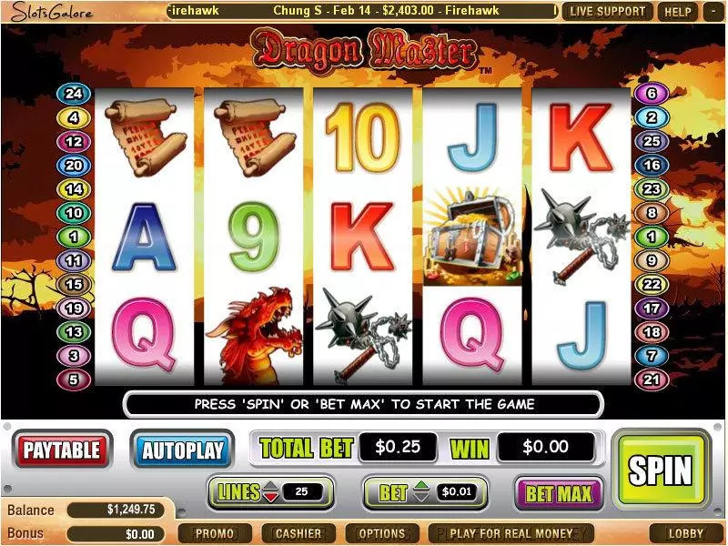 Dragon Master Slots made by WGS Technology - Main Screen Reels