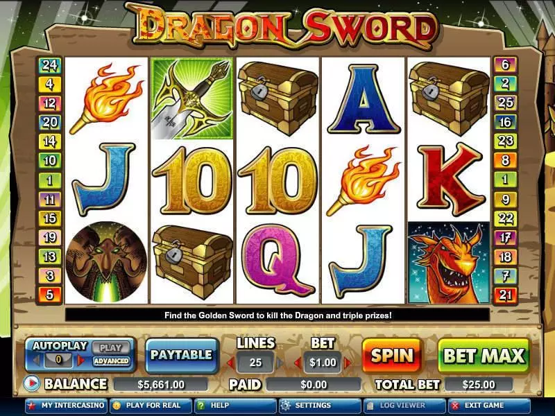 Dragon Sword Slots made by CryptoLogic - Main Screen Reels