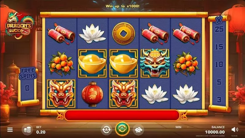 Dragon's Lucky 25 Slots made by Mascot Gaming - Main Screen Reels