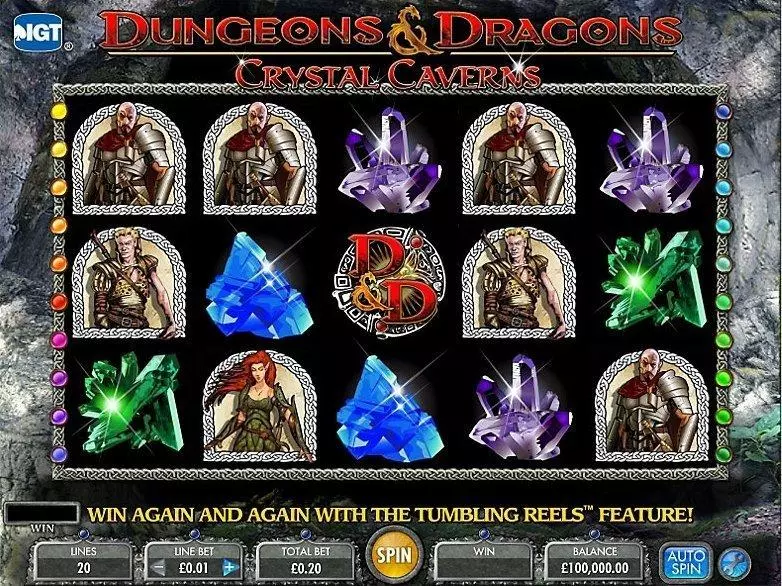 Dungeons & Dragons - Crystal Caverns Slots made by IGT - Introduction Screen