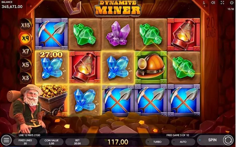 Dynamite Miner Slots made by Endorphina - Main Screen Reels